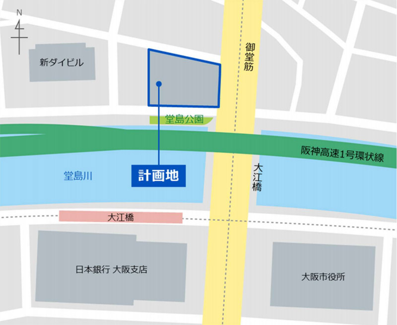 (仮称)大阪三菱ビル建替え計画 位置図