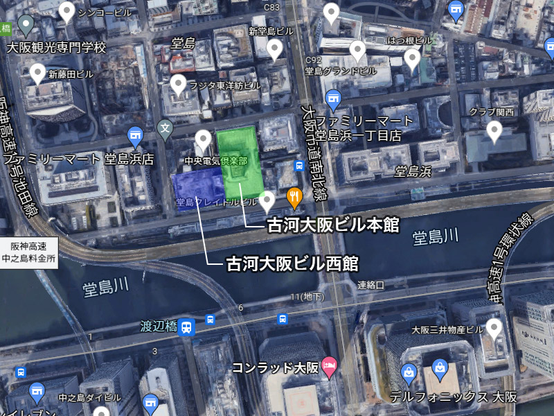 古河大阪ビル 本館･西館 解体工事 位置図
