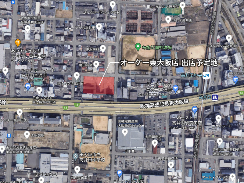 (仮称)オーケー東大阪店 出店予定地 位置図