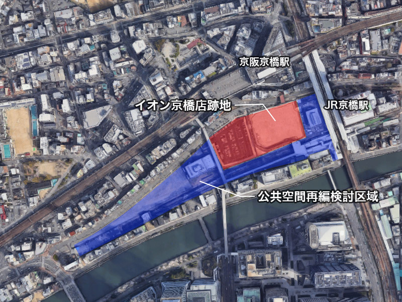 イオン京橋店跡地再開発 位置図