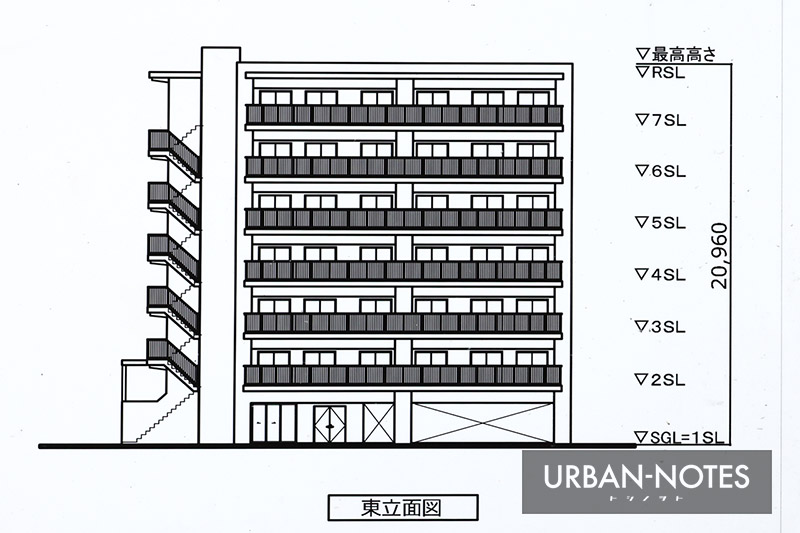 (仮称)大阪市淀川区新北野3丁目 新築工事 立面図