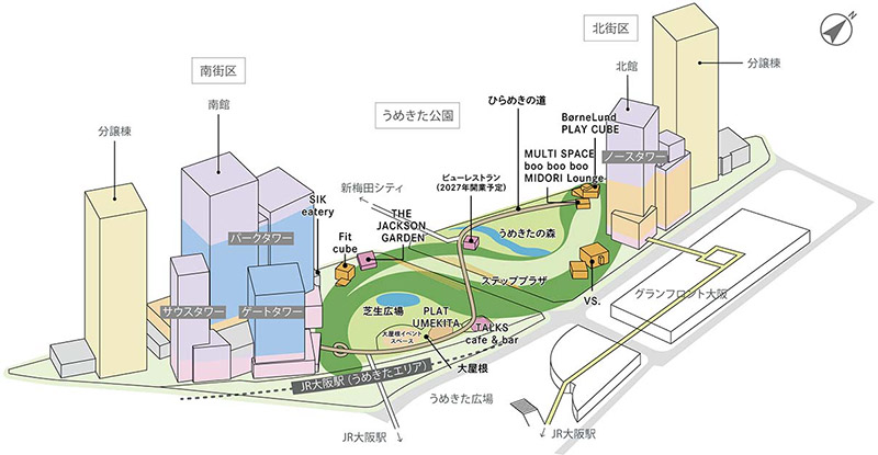 うめきた公園 施設配置図